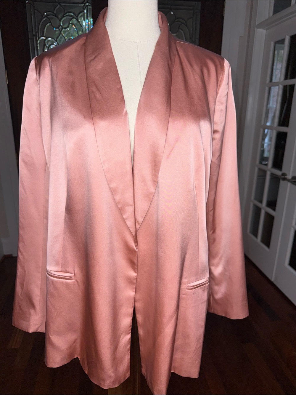 L’AGENCE Rose Satin Shawl Collar Blazer Jacket NWT Size M